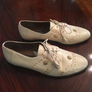 Vintage Giorgio Brutini Cream Gold Snakeskin Shoes